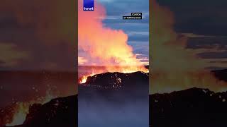 İzlanda&#039;da Fagradalsfjall Yanardağı faaliyete geçti #yanardağ #izlanda #shorts